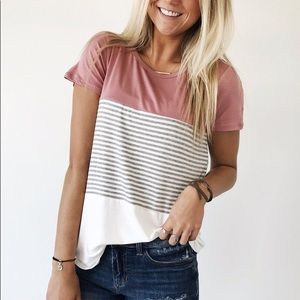 Roolee Color Block Short Sleeve Top